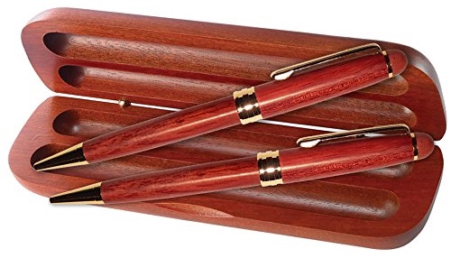 Engraved Personalized Rosewood Ballpoint Pen and Pencil Gift Set