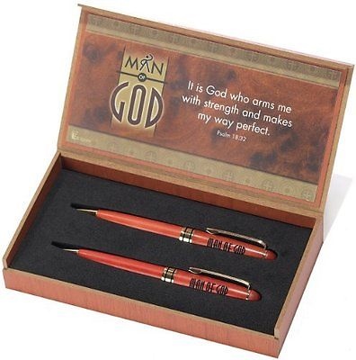 Man of God Wooden Pen and Pencil in Gift Box