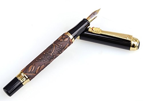 New Dikawen 891 Brown Color 3D Pattern Chinese Dragon Golden Clip Fountain Pen With M Nib For Antique Gift