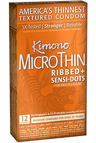 Siam Circus Box of 12 Kimono Micro Thin Ribbed Sensi-Dots Textured Latex Condoms