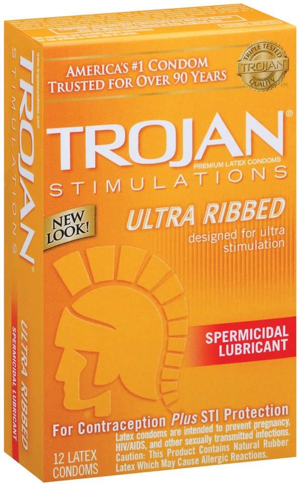 Trojan Condom Stimulations Ultra Ribbed Spermicidal