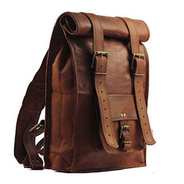 Gbag (T) Men's Leather Vintage Roll On Laptop Backpack